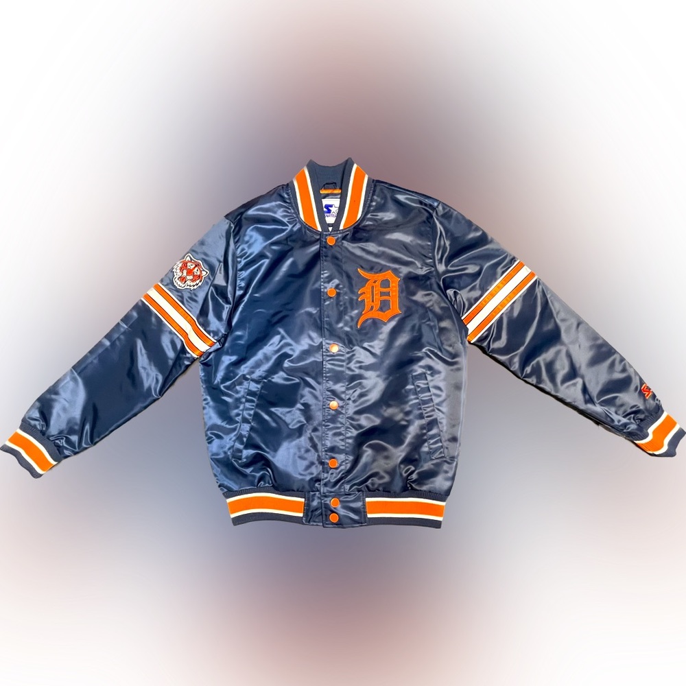 STARTER DETROIT TIGERS SATIN BOMBER MODERN VINTAGE JACKET SALESMAN SAMPLE LARGE